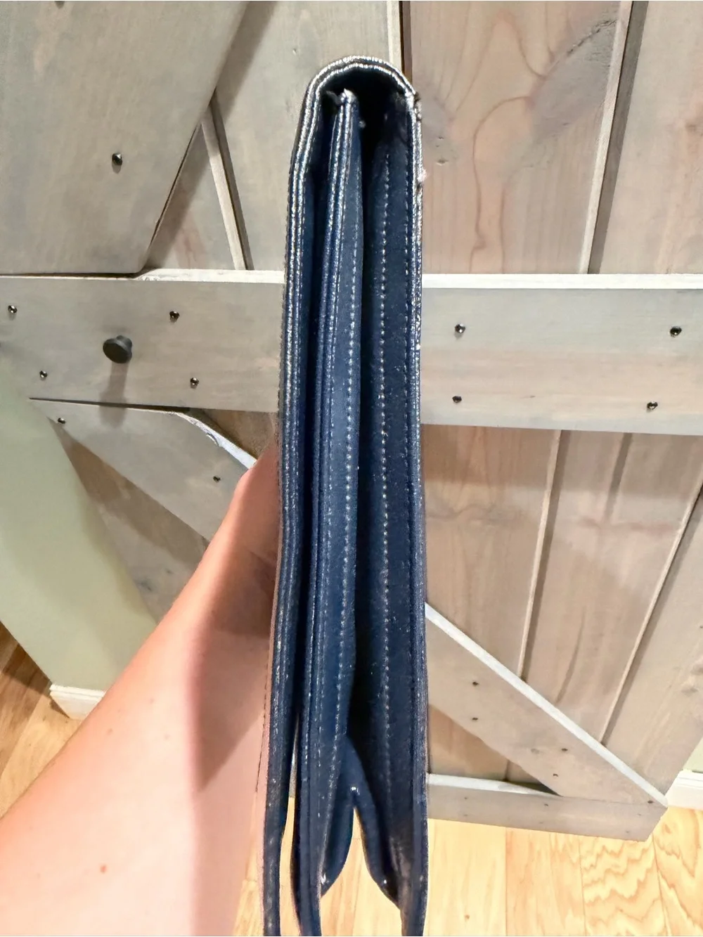 Vintage Lou Taylor Navy Leather Envelope Clutch Wristlet